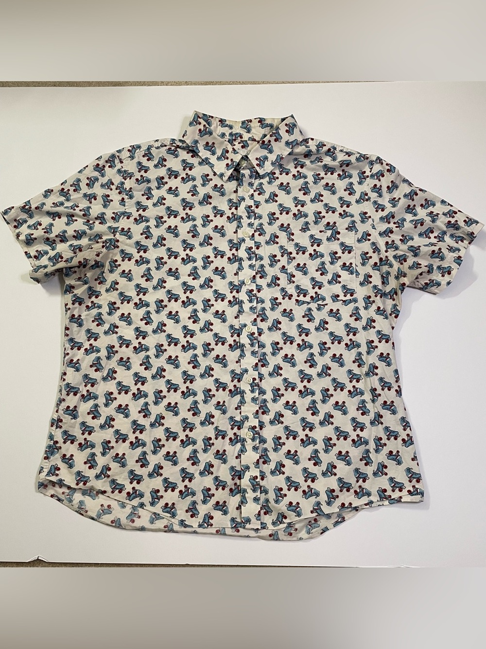 Goodfellow Co. Button-Down Shirt in White with Roller Skates size XXL Slim Fit